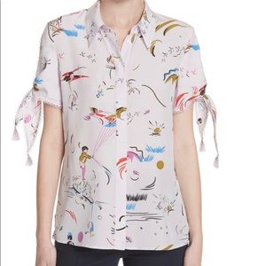 Embroidered sleeve silk shirt - TORY BURCH